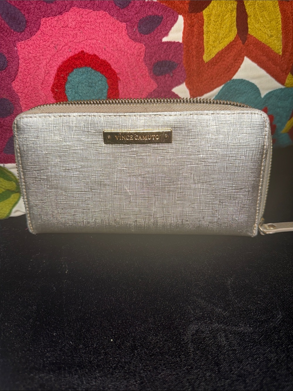 Vince Camuto Metallic Zip-Around Wallet - Gold